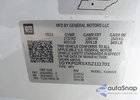 2025 Cadillac Xt6 Awd Sport z USA, uszkodzony, nr VIN 1GYKPGRSXSZ111701